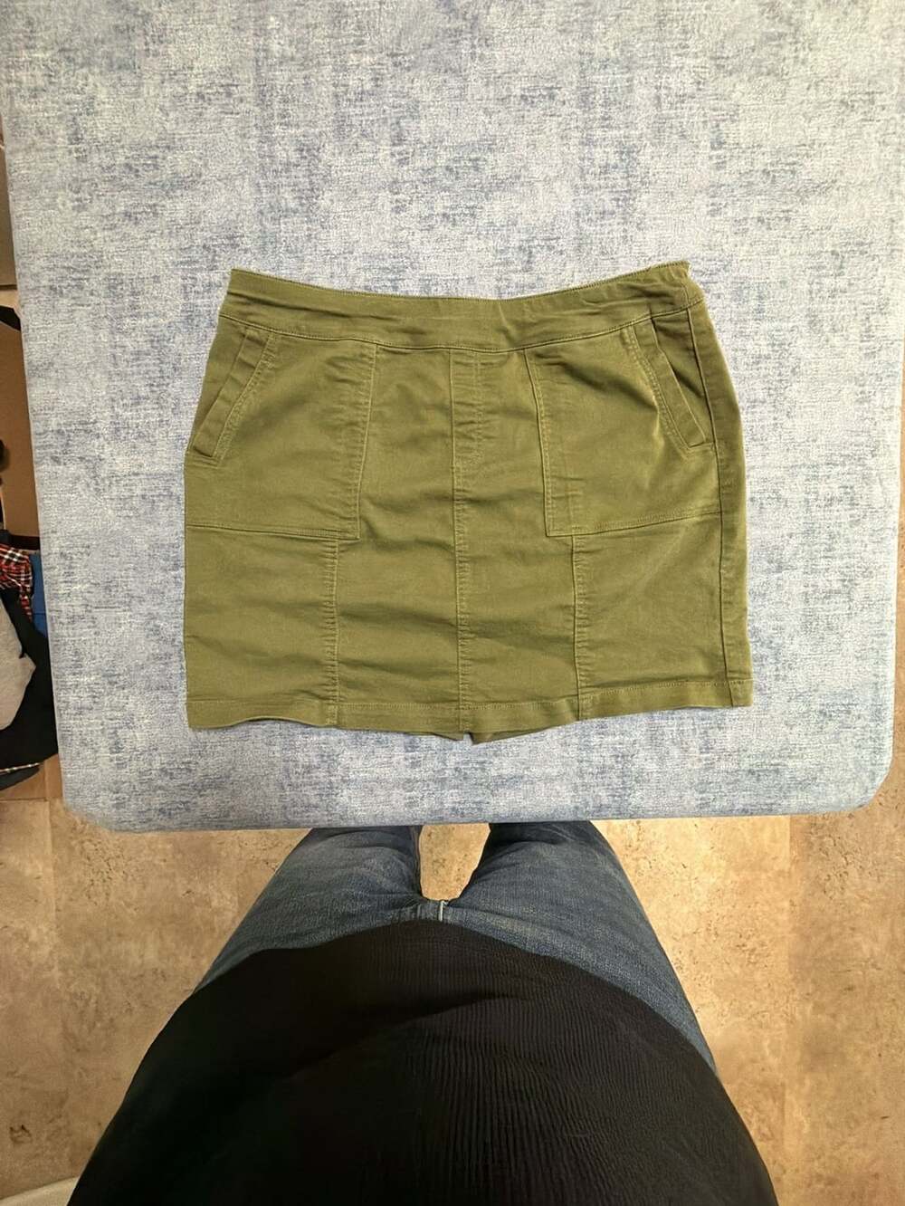 Molly & Isadora Utility Mini Skirt Size 1X Olive Green Cotton